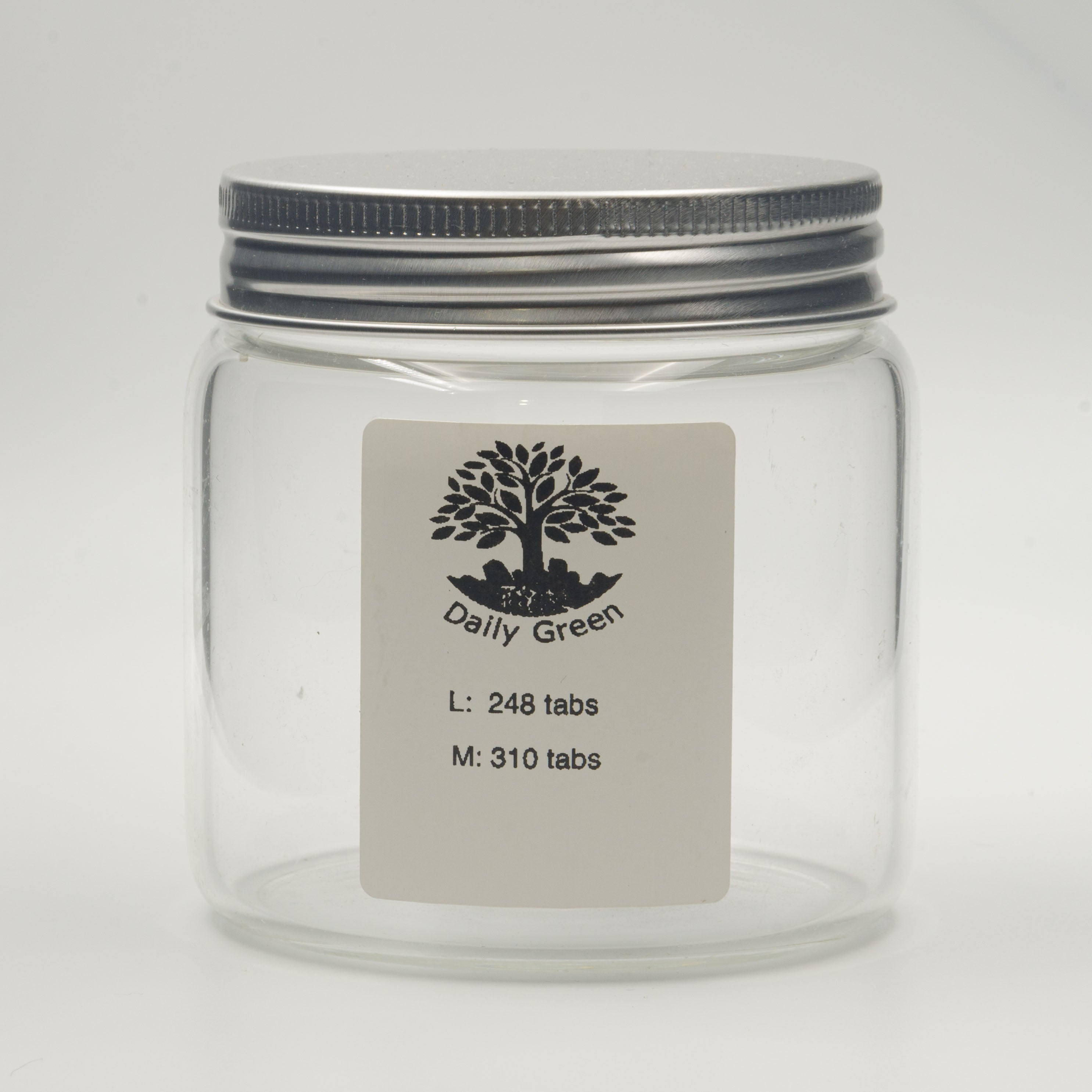 DG-033 Glass Jar 248 Tabs Toothpaste Tablets/Mouthwash Tablets