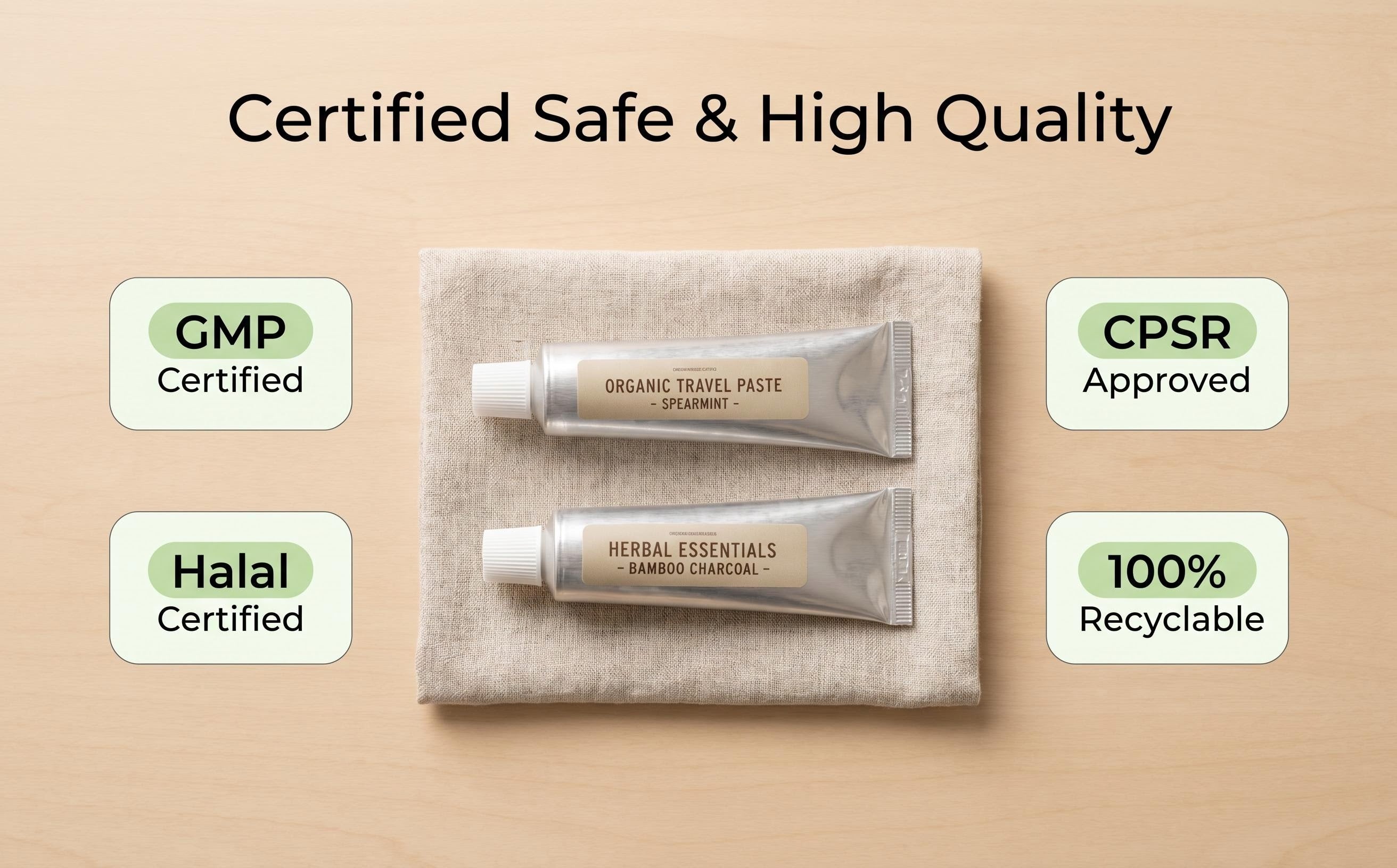 Luxury Hotel Supply 100% Metal Tube Natural Herbal Toothpaste